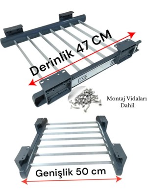 Odea Teleskopik Pantolonluk, Dolap Içi Raylı Pantolon Askısı, Renkli, Alüminyum, Derinlik 47 Cm,genişlik 50 Cm, Modern, Kolay Montaj, Üst Rafa Montaj Olur