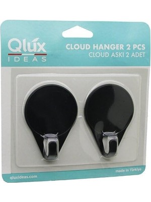 Odea 2pcs Cloud Askı Siyah - Beyaz Plastik Yapışkanlı Montaj (5264)