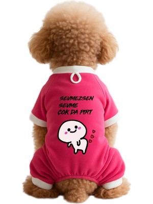 Odea Mpz Pets Kedi ve Köpek Kıyafeti & Elbisesi Pembe 4 Bacak Tulum Sevmezsen Sevme M