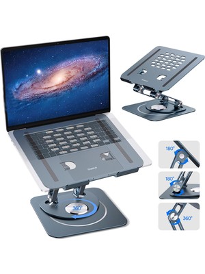 Odea Baseus Ayarlanabilir Dizüstü Bilgisayar Standı, 360 Derece Dönebilen Ayarlanabilir Dizüstü Bilgisayar Standı (Üç Katlı Versiyon) MacBook Air Pro, Dell Xps, Hp Vb. Için Ergonomik Katlanabilir Stand