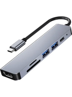 Odea Lunatic 8040 Type C 3.1 Hub - HDMI 4K Usb2.0 2xusb3.0 Sd Tf Pd 60W 6'sı 1 Arada Premium USB Hub