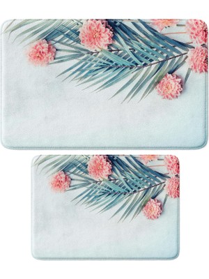Odea Sevimli Tasarımlı Mikrofiber 2'li Takım Banyo Paspası, Kaymaz Taban, Makinede Yıkanabilir (40X60_50X80)