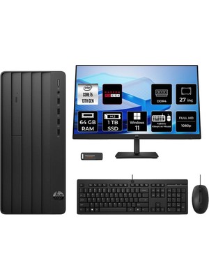 Odea Hp Pro Tower 290 G9 I5 13400 64GB 1tb SSD RX550/4GB W11P Masaüstü Bilgisayar + 27" Monitör