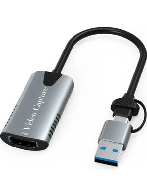 Odea Alfalink Type-C To USB 2in1 Video Capture Yakalama Kartı 4K 1080P Uçlu HDMI To Type-C Pc Bilgisayar Video Adaptör Çevirici
