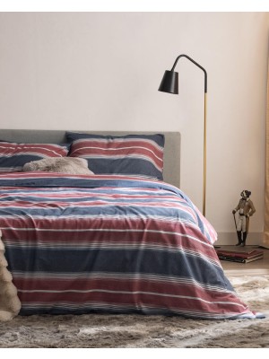 Odea Edgard Family SIZE%100 Pamuk Flanel Çarşaflı Nevresim Takımı - Kırmızı/lacivert
