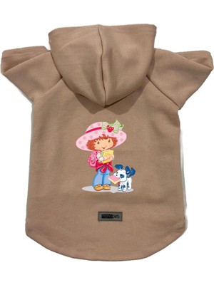 Odea Monopetz Kapişonlu Polar Sweatshirt Köpek ve Kedi Kıyafeti & Elbisesi Bej Çilek Kız Xs