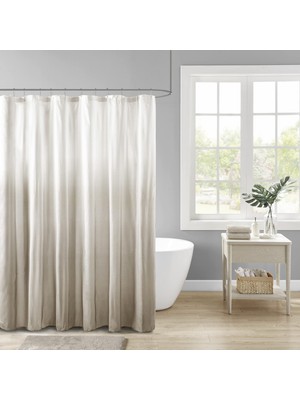 Odea Madison Park Ara Duş Perdesi, Gofre Tasarım Ombre Baskı, Modern Banyo Dekoru, Makinede Yıkanabilir, Kumaş Gizlilik Ekranı, 72X72, Boz Kahverengi