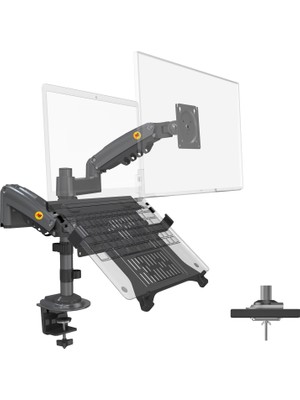 Odea Nb North Bayou H180-FP Çift Kol Amortisörlü 17"-27" Monitör Tutucu ve 10"-17" Laptop Standı