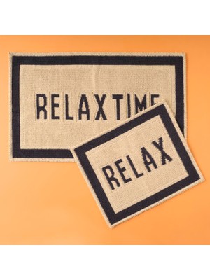 Odea Bella Maıson Relax Harf Baskılı%80 Pamuk%20 Polyester Paspas Takımı, Beyaz, 1 Adet 60X100 cm / 1 Adet 50X60 cm