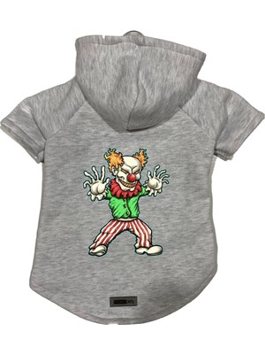 Odea Monopetz Kapişonlu Polar Sweatshirt Köpek ve Kedi Kıyafeti & Elbisesi Gri Evil Clown S