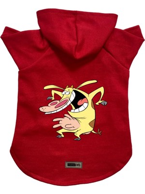 Odea Monopetz Kapişonlu Polar Sweatshirt Köpek ve Kedi Kıyafeti & Elbisesi Kırmızı Inek M