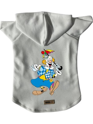 Odea Monopetz Kapişonlu Polar Sweatshirt Köpek ve Kedi Kıyafeti & Elbisesi Beyaz Palyaço M