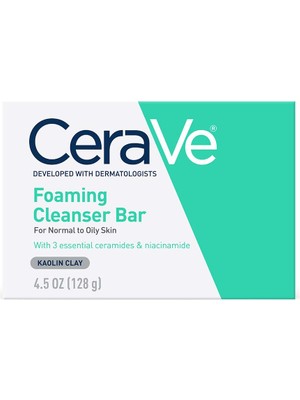 Odea Cerave Köpüklü Temizleyici Bar | Yağlı Ciltler Için Sabunsuz Gövde ve Yüz Temizleyici Çubuğu | Parfümsüz | 4,5 Ounce