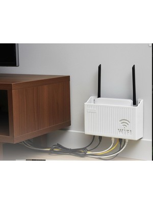 Odea Omilife Dekoratif Modem ve Kablo Saklama Kutusu - Duvara Monte Edilebilir Plastik Router Gizleyici, Ev ve Ofis Için Düzenleyici Wi-Fi Kutusu (25X15X6 Cm) - Beyaz