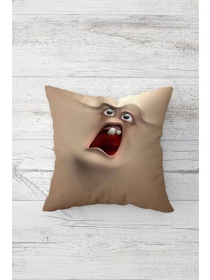 Odea Pelangi Kızgın Emoji Çift Tarafı Baskılı Gizli Fermuarlı Yastık Kılıfı Kırlent Koltuk Yastık Kılıfı, Bej 45 x 45, 24691128945451