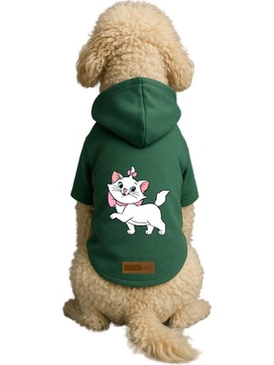 Odea Monopetz Baskılı Içi Polarlı Köpek ve Kedi Kıyafeti & Elbisesi - Yeşil Renk Kapüşonlu Hoodie B05F2, 5xl