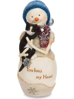 Odea Pavilion Gift Company Birchhearts Hug My Heart Kardan Adam Figürü, Kedi, 12,7 cm Beyaz