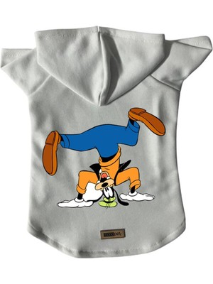 Odea Monopetz Kapişonlu Polar Sweatshirt Köpek ve Kedi Kıyafeti & Elbisesi Beyaz Goofy M