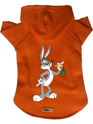 Odea Monopetz Kapişonlu Polar Sweatshirt Köpek ve Kedi Kıyafeti & Elbisesi Turuncu Yeni Bugs Bunny Xl