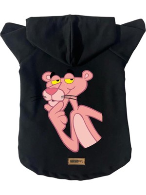 Odea Monopetz Kapişonlu Polar Sweatshirt Köpek ve Kedi Kıyafeti & Elbisesi Siyah Pembe Panter L