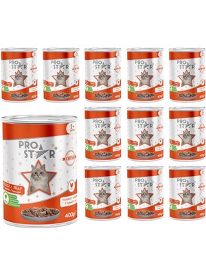 Odea Prostar Yetişkin Kedi Tavuklu ve Jöleli Konserve Mama 400 gr x 12 Adet