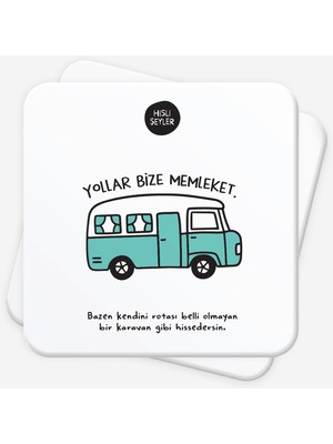 Odea Yollar Bize Memleket 2'li Bardak Altlığı Seti