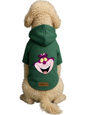 Odea Monopetz Baskılı Içi Polarlı Köpek ve Kedi Kıyafeti & Elbisesi - Yeşil Renk Kapüşonlu Hoodie B6210 6xl