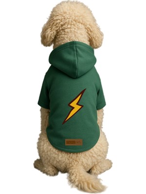 Odea Monopetz Baskılı Içi Polarlı Köpek ve Kedi Kıyafeti & Elbisesi - Yeşil Renk Kapüşonlu Hoodie B8122 2xl