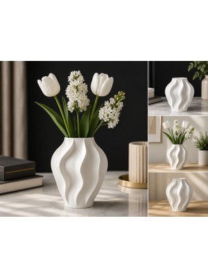 Odea Modern Dalgalı Dekoratif Vazo – Masa ve Raf Süsü