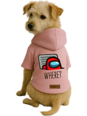 Odea Monopetz Baskılı Içi Polarlı Köpek ve Kedi Kıyafeti & Elbisesi - Pembe Renk Kapüşonlu Hoodie BA05C 6xl