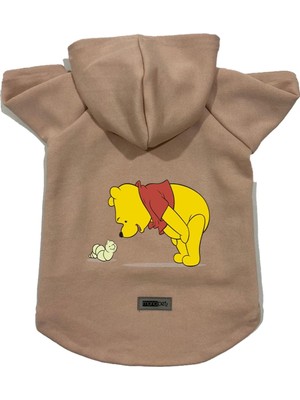 Odea Monopetz Kapişonlu Polar Sweatshirt Köpek ve Kedi Kıyafeti & Elbisesi Bej Winnie The Pooh M