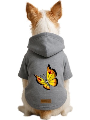 Odea Monopetz Baskılı Içi Polarlı Köpek ve Kedi Kıyafeti & Elbisesi - Gri Renk Kapüşonlu Hoodie B31B4, L
