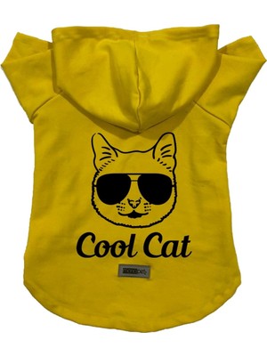 Odea Monopetz Kapişonlu Polar Sweatshirt Köpek ve Kedi Kıyafeti & Elbisesi Sarı Cool Cat L