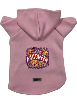 Odea Monopetz Kapişonlu Polar Sweatshirt Köpek ve Kedi Kıyafeti & Elbisesi Pembe Happy Halloween Xs