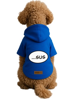 Odea Monopetz Baskılı Içi Polarlı Köpek ve Kedi Kıyafeti & Elbisesi - Mavi Renk Kapüşonlu Hoodie B1F39 3xl