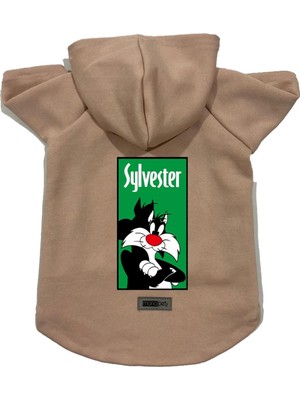 Odea Monopetz Kapişonlu Polar Sweatshirt Köpek ve Kedi Kıyafeti & Elbisesi Bej Sylvester Xs