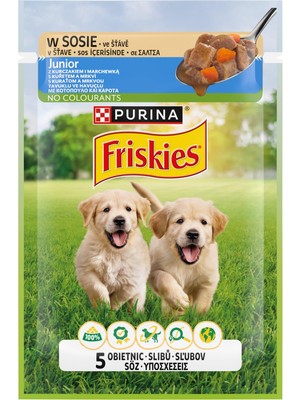 Odea Friskies Yavru Köpekler Için Tavuklu Havuçlu Yaş Mama 85 Gram, 26 Adet