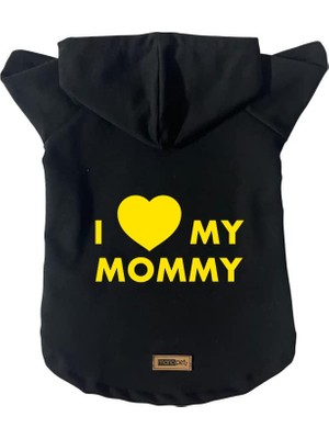 Odea Monopetz Kapişonlu Sweatshirt Köpek ve Kedi Kıyafeti & Elbisesi - Siyah I Love Mommy Xl Beden