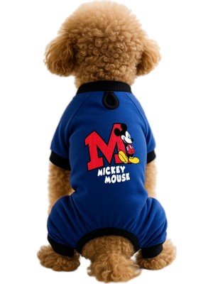 Odea Mpz Pets Kedi ve Köpek Kıyafeti & Elbisesi Saks Mavi 4 Bacak Tulum Mickey Mouse Xs