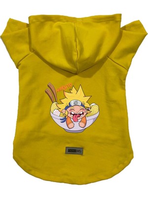 Odea Monopetz Kapişonlu Polar Sweatshirt Köpek ve Kedi Kıyafeti & Elbisesi Sarı Naruto L