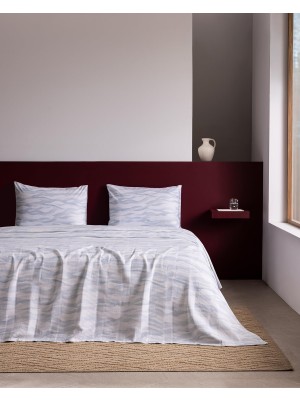 Odea Albertine King SIZE%100 Pamuk Karde Baskılı Pike Takımı - Mavi