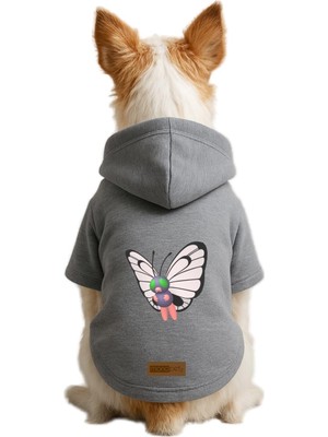 Odea Monopetz Baskılı Içi Polarlı Köpek ve Kedi Kıyafeti & Elbisesi - Gri Renk Kapüşonlu Hoodie BA303 3xl