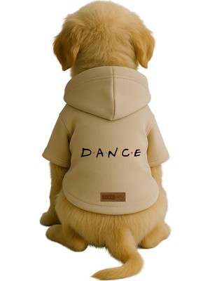 Odea Monopetz Baskılı Içi Polarlı Köpek ve Kedi Kıyafeti & Elbisesi - Bej Renk Kapüşonlu Hoodie B8B9A, Xl