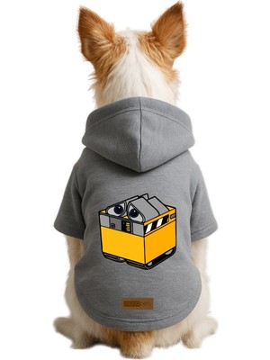 Odea Monopetz Baskılı Içi Polarlı Köpek ve Kedi Kıyafeti & Elbisesi - Gri Renk Kapüşonlu Hoodie B439B, 5xl