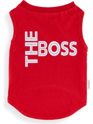 Odea Furlabel The Boss Yazılı Pamuklu Köpek ve Kedi Tişört (Kırmızı, X-Small)