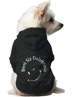 Odea Mpz Pets Kedi ve Köpek Kıyafeti & Elbisesi Siyah Hoodie Beni Siz Delirttiniz L