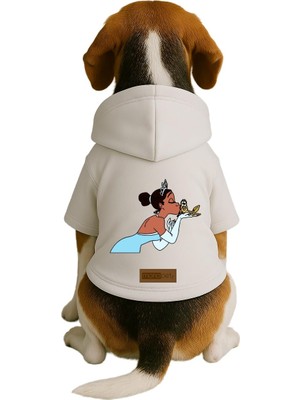 Odea Monopetz Baskılı Içi Polarlı Köpek ve Kedi Kıyafeti & Elbisesi - Beyaz Renk Kapüşonlu Hoodie Baae1, 5xl