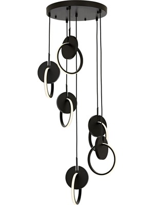 Odea Avonni AV-60370-6T-BSY Siyah Boyalı Modern Avize LED Metal Ahşap Pleksi 40CM