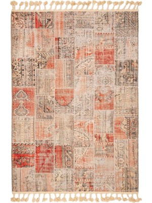Odea Brezice Kahverengi Patchwork Modern Geometrik Etnik Desenli Boho Makinada Yıkanabilir Hav Toz Vermez Leke Tutmaz Kaymaz Taban Dijital Makine Baskı Halı Oturma Odası Salon Yolluk Koridor Mutfak Halısı