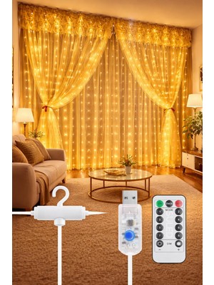 Odea 3x3 8 Fonksiyonlu Dekoratif Saçak LED Sarkıt Perde LED Eklenebilir LED Süsleme LED Peri LED Işık Ledli Işık Yılbaşı Süsü
